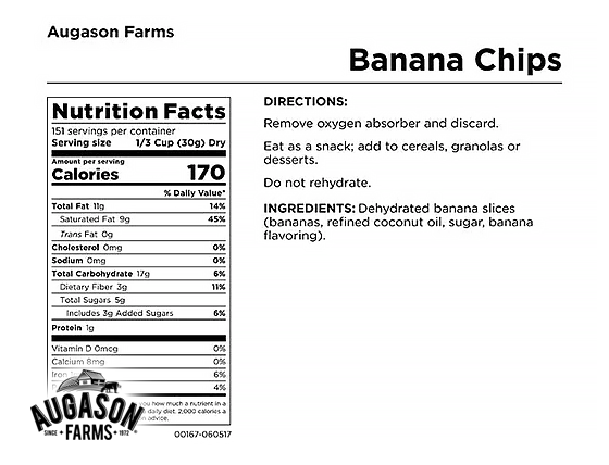 Augason Farms: Banana Chips Pail